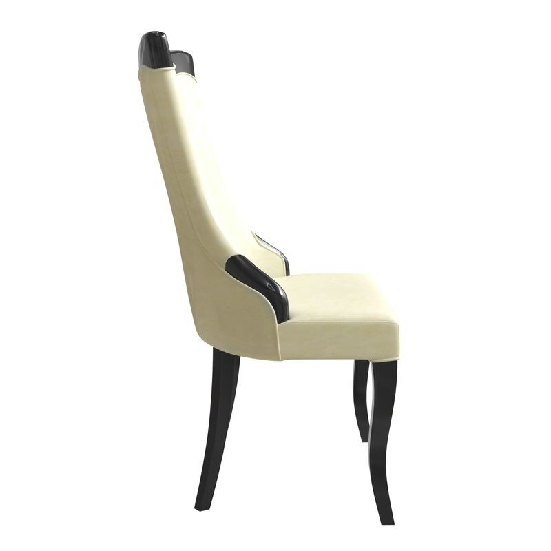 LeisureMod Novara Collection Modern Wooden Dining Chair in Light Cream Side View.