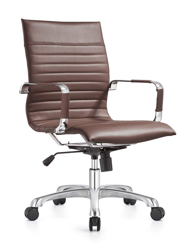 LeisureMod Harris Modern Adjustable Office Executive Swivel Chair Task Office Chair Dark Brown
