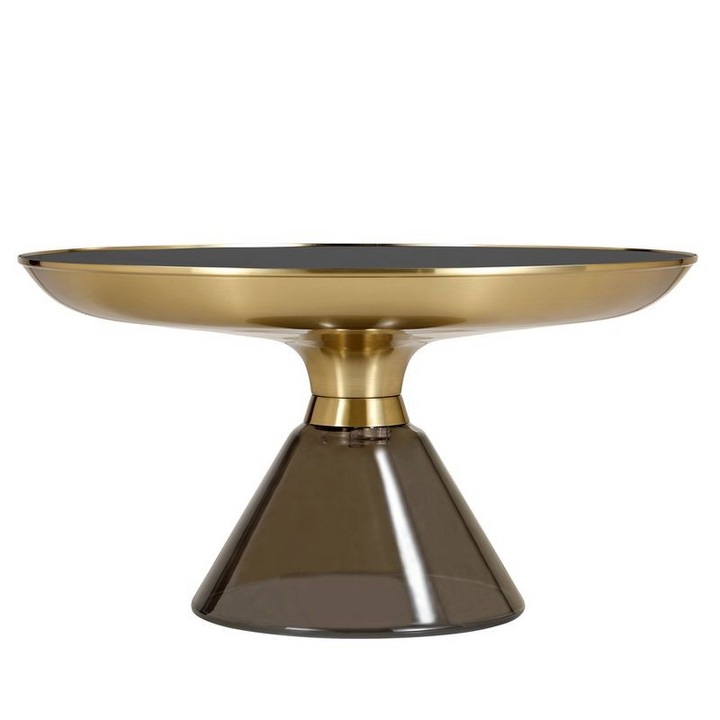 Leisuremod Hyalus Collection Glass Coffee Table in Smoke Side View.