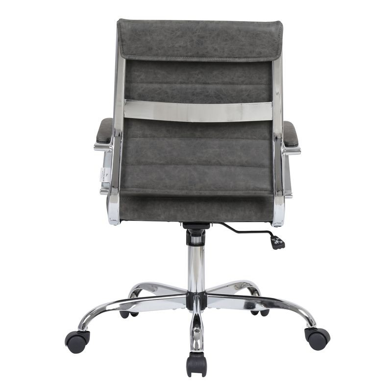 LeisureMod Benmar Leather Office Chair Charcoal Back View.