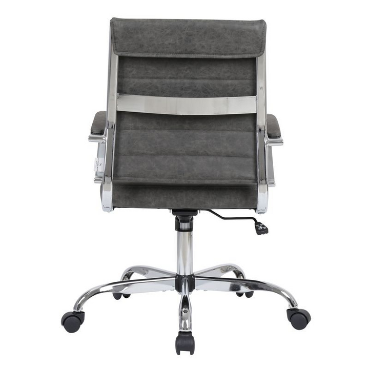 LeisureMod Benmar Leather Office Chair Charcoal Back View.