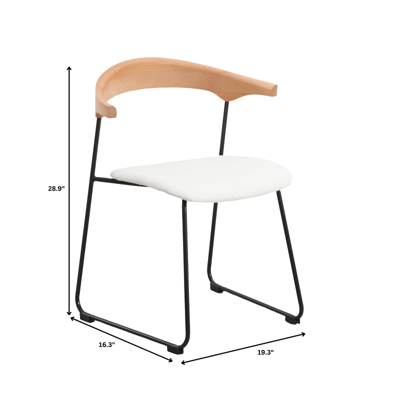 Chair with dimensions labeled on a white background.