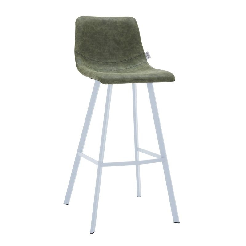 Elland Bar stool Olive Green with White Base