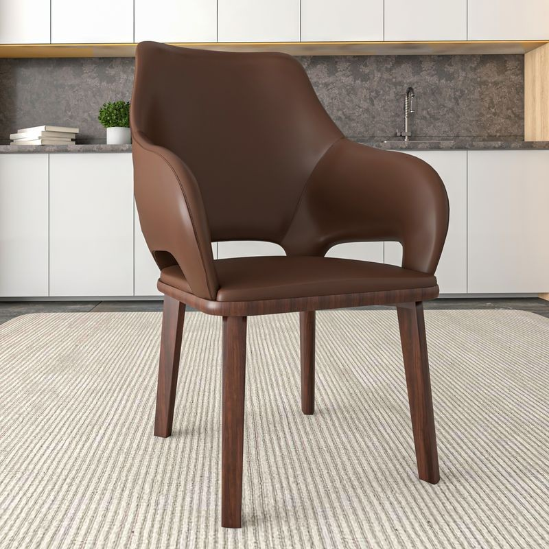 LeisureMod Vivara Collection Modern Dining Chair in Dark Brown