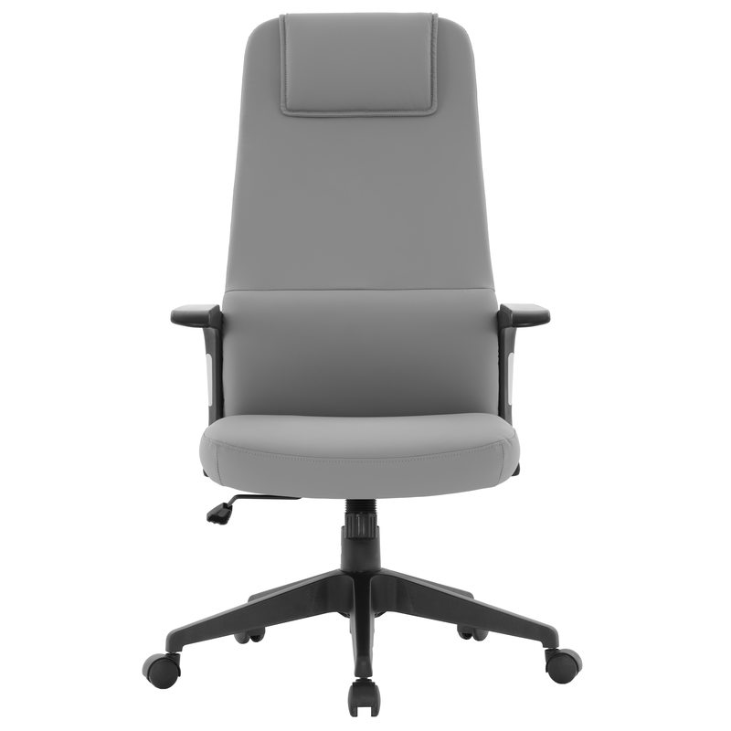 LeisureMod Nexa Collection Modern Office Chair in Grey Front View.