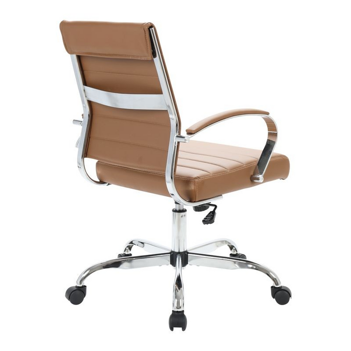 LeisureMod Benmar Leather Office Chair Brown Back View.