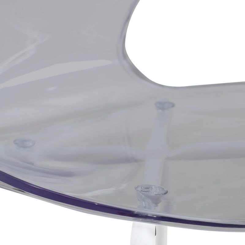 LeisureMod Modern Oyster Transparent Side Chair in White Base Set of 2 Black Closeup.