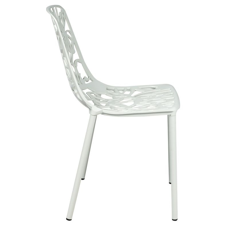 LeisureMod Modern Devon Aluminum Chair White Side View.