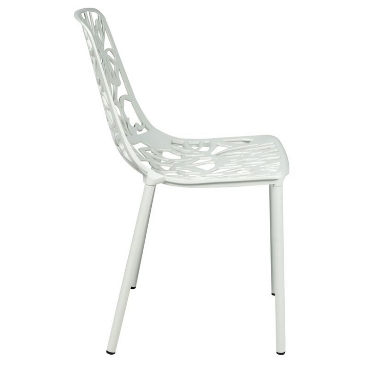 LeisureMod Modern Devon Aluminum Chair White Side View.