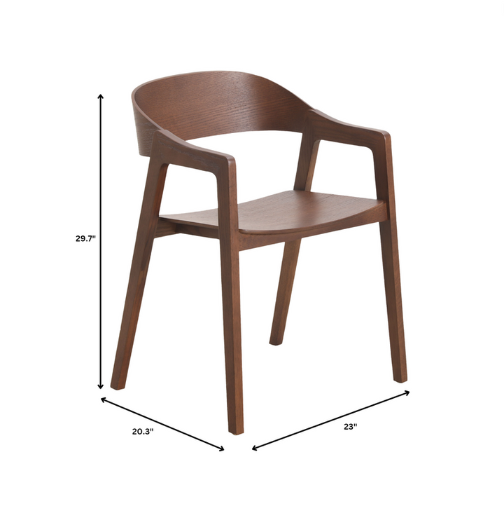 Wooden chair with dimensions labeled on a white background.