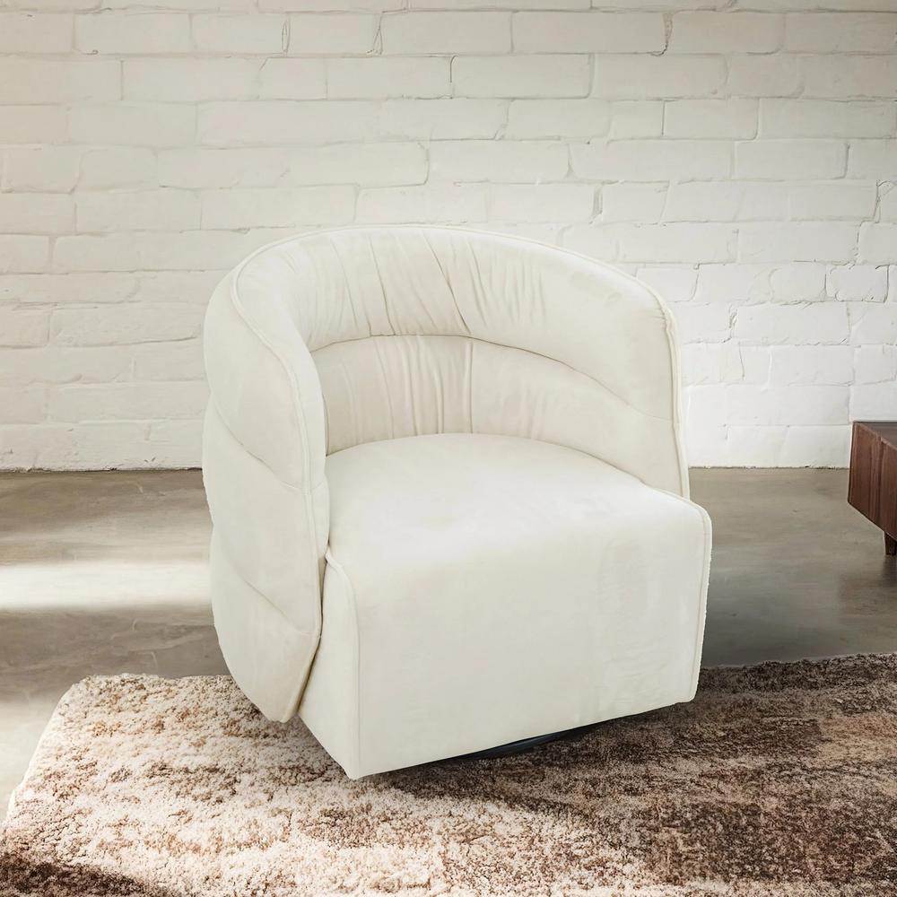 Walden Swivel Chair Cream Velvet Photo.