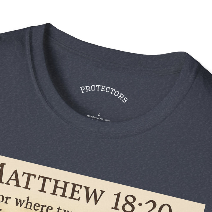 Christian Scripture T-Shirt — Matthew 18:20 and Isaiah 41:10 Faith Tee