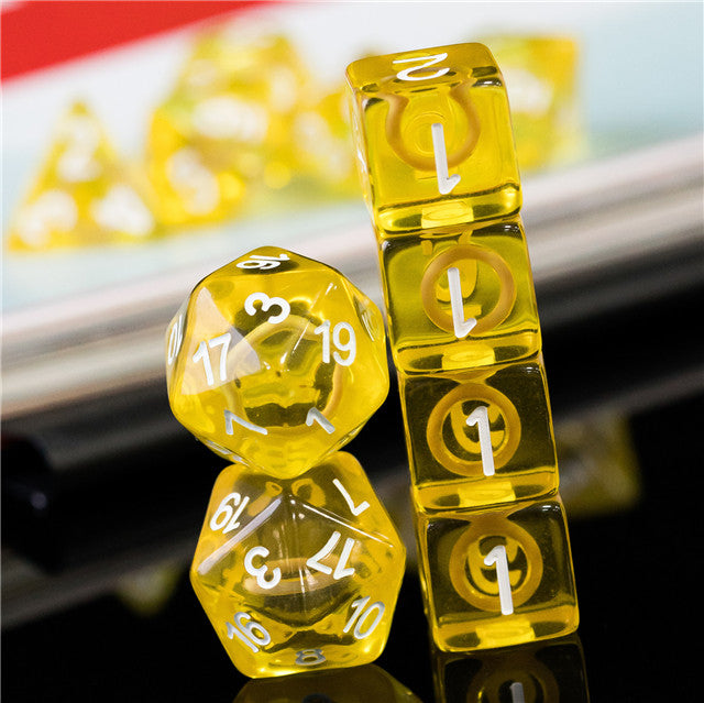 Yellow Circle / Gold Hedgehog Ring Dice 11-Dice Set RPG