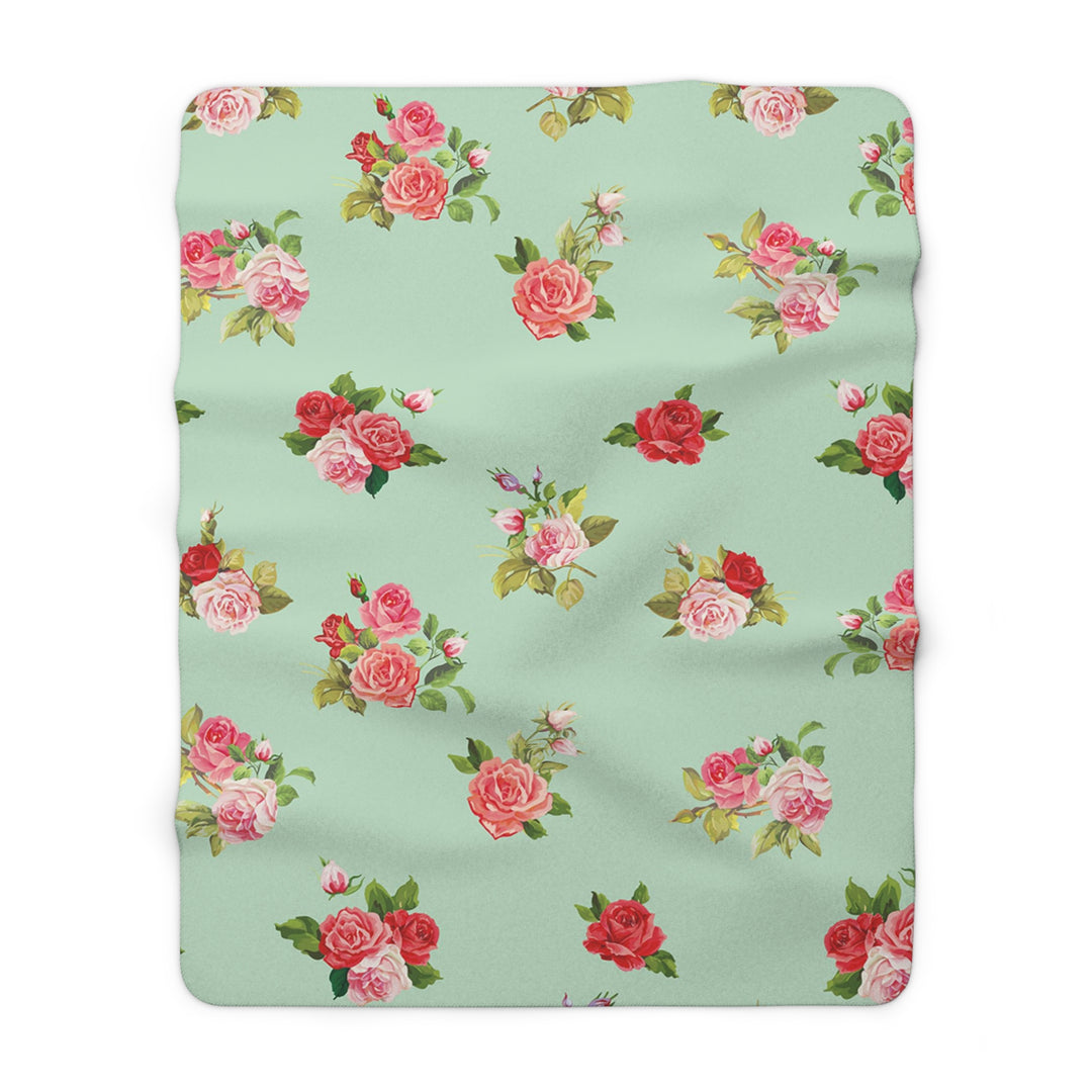 Pretty Roses Pattern Sherpa Fleece Blanket