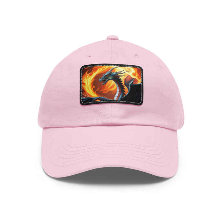 Dragon Fire Dad Hat with Leather Patch (Rectangle)