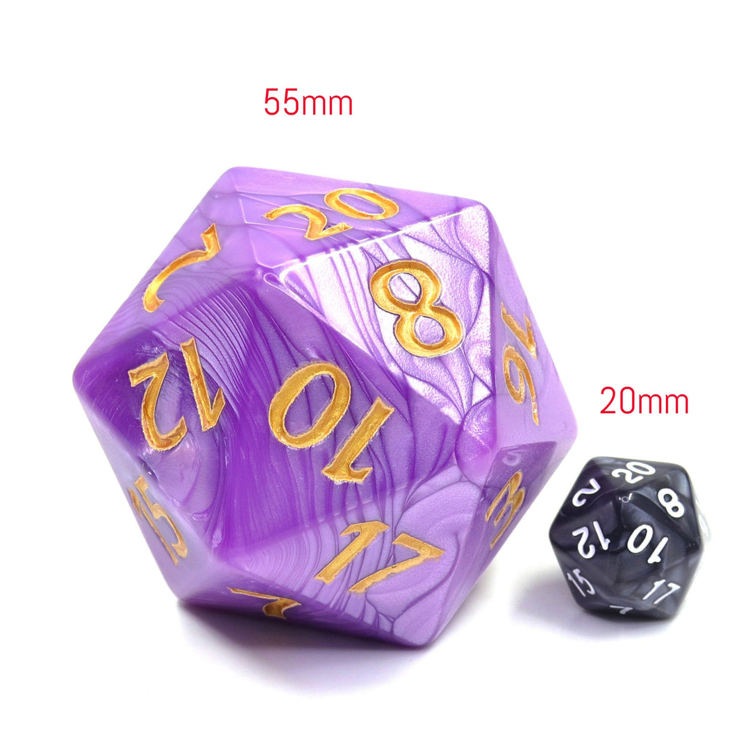 55mm Titan d20 (Purple Pearl) Huge d20 for DND RPG