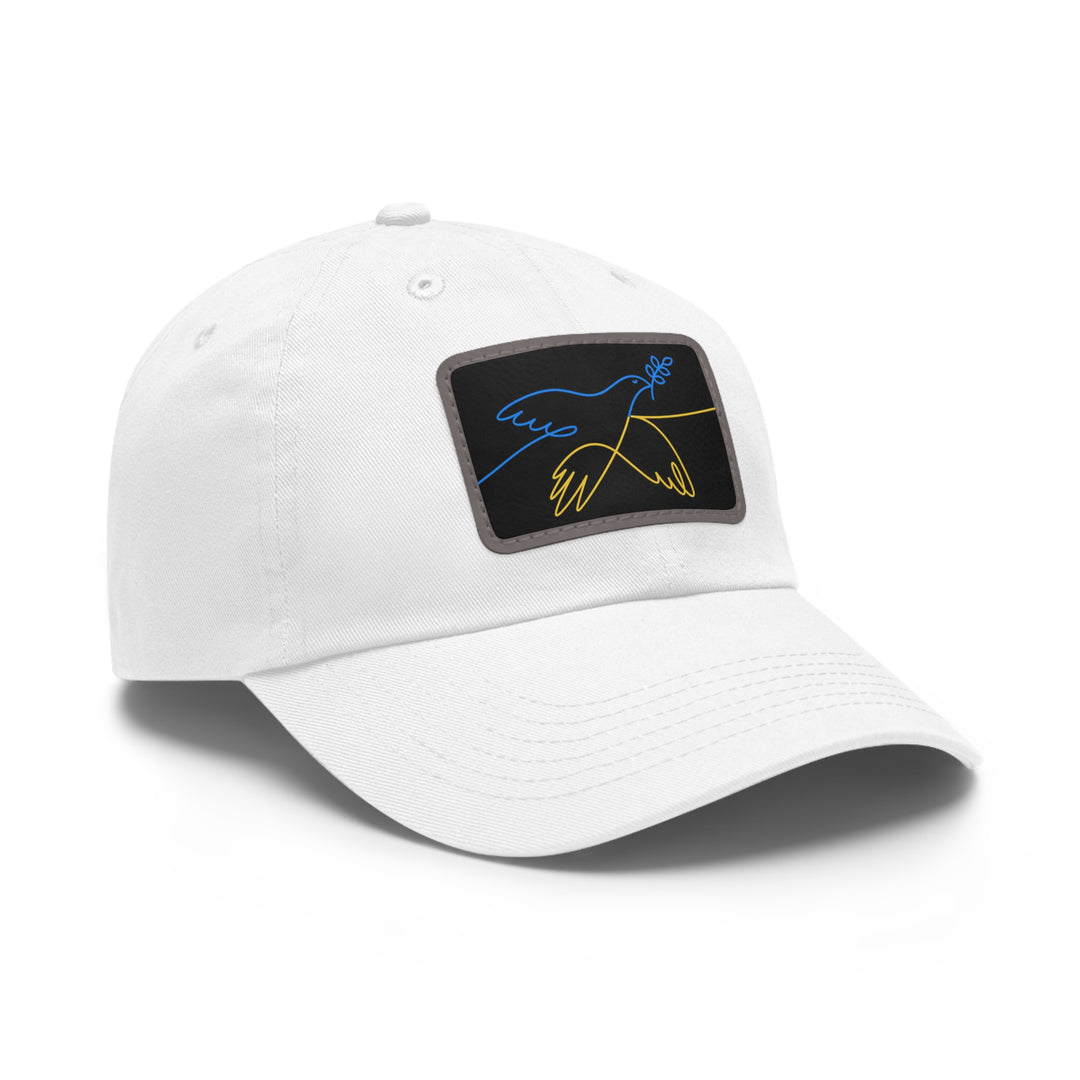 Dove and Leaf Dad Hat with Leather Patch (Rectangle)