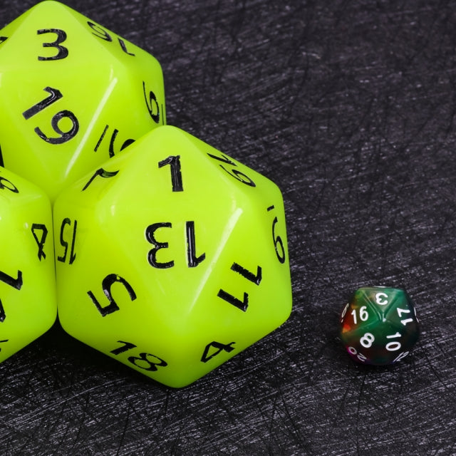 55mm Titan d20 (Glow Green) Glow in the Dark Huge d20 for DND RPG