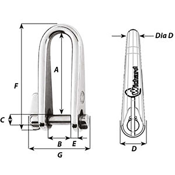 Wichard Key Pin Shackle - Diameter 5mm - 3/16" [01432]