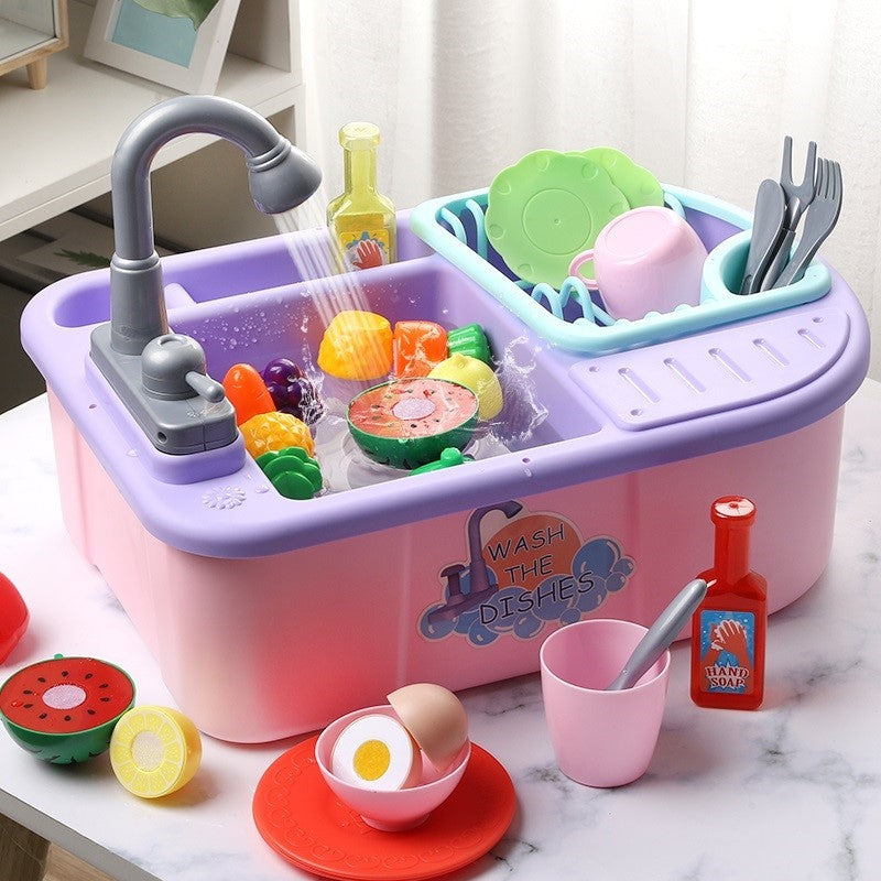 Kids Dishwasher Toy Interactive Kitchen Playset with Manual or Electric Options