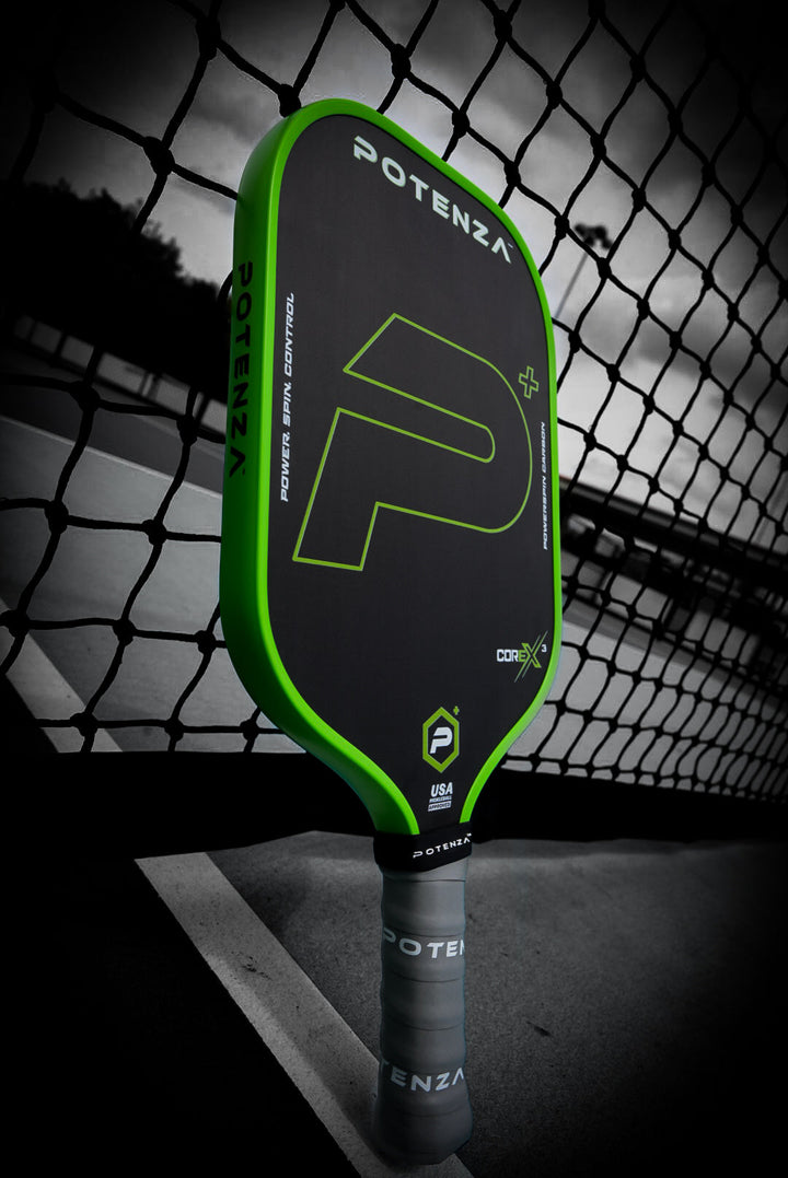 P+ PowerSpin Carbon COREx3 Pickleball Paddle (Neon Green, Elongated Face)