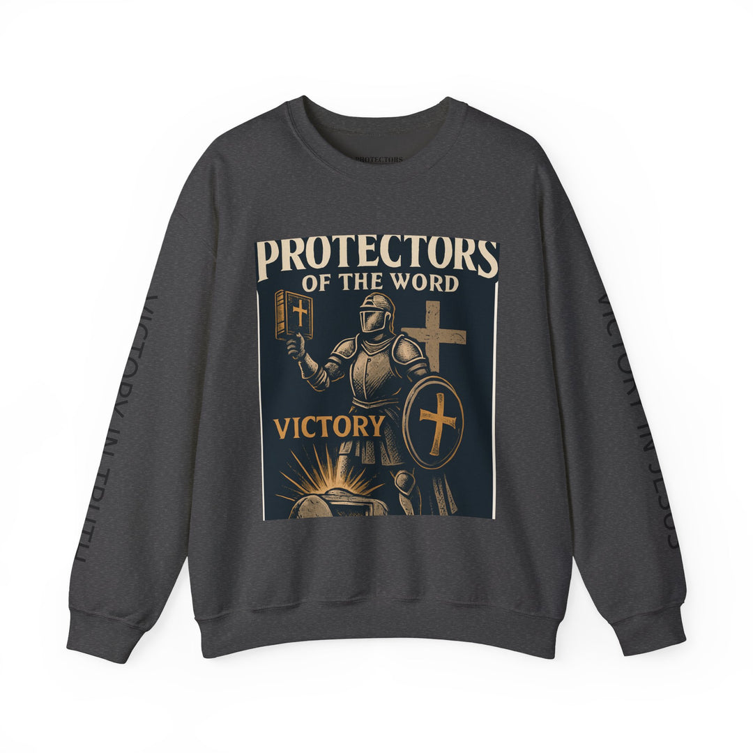 Knight Shield Crewneck Sweatshirt — "Protectors of the Word Victory"