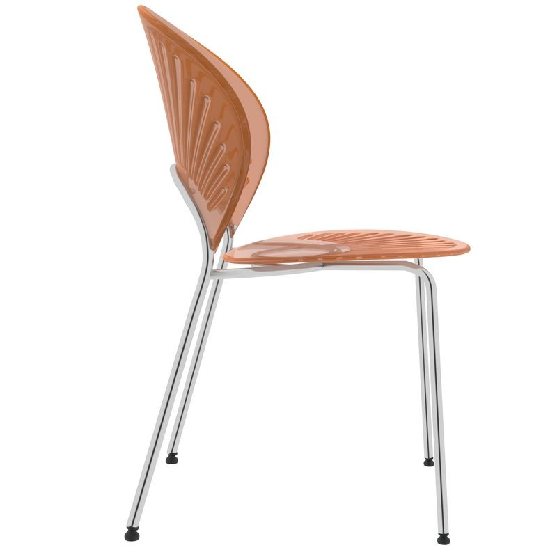 LeisureMod Opulent Series Modern Amber Dining Chair Side View.