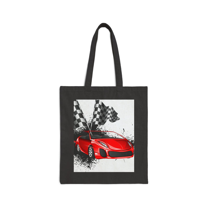 Red Car Finish Line Flags Cotton Canvas Tote Bag