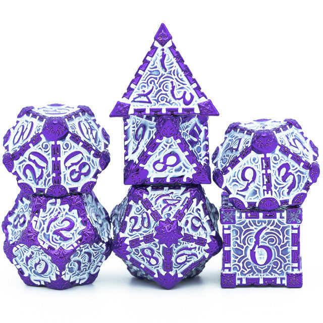 Purple and White Metal Dice（Dagger of Venom）7-Dice Udixi RPG