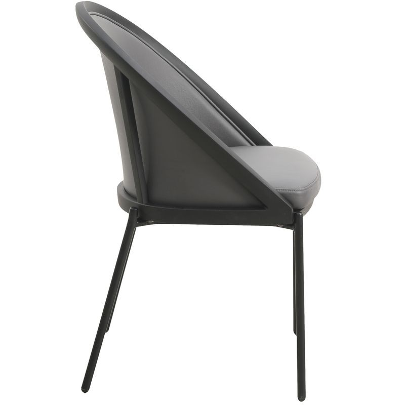 LeisureMod Urbane Collection Modern Dining Chair in Charcoal Side View.