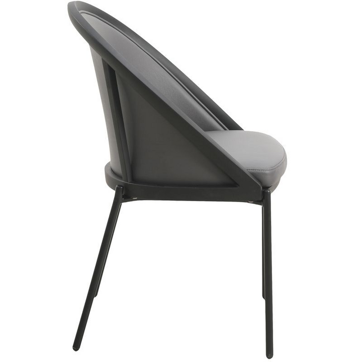 LeisureMod Urbane Collection Modern Dining Chair in Charcoal Side View.