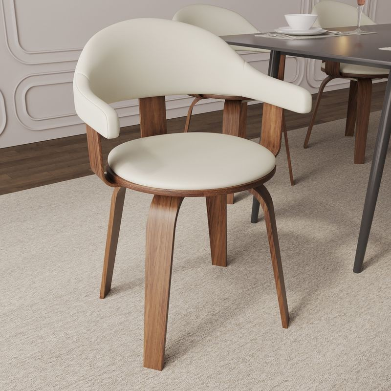 Modern Wooden Dining Chair with Walnut Color Frame in White from the Brivo Collection with Background.