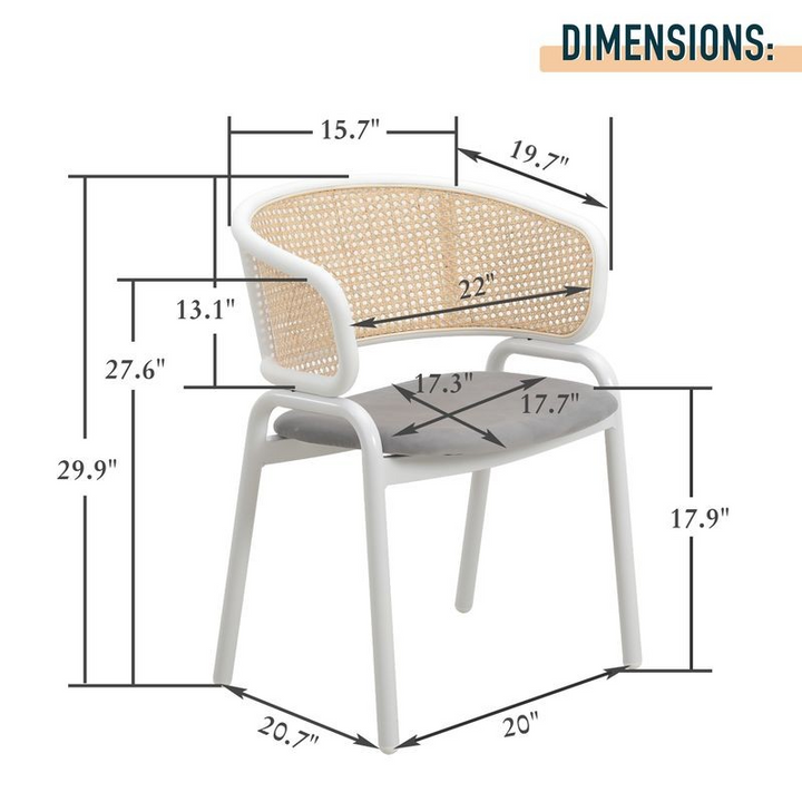 Dimensions of a chair with measurements in inches.