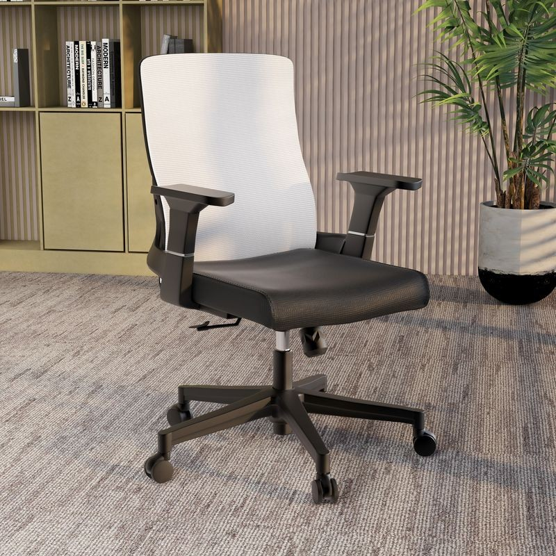 LeisureMod Office Brio Series Office Task Chair in White in Room.