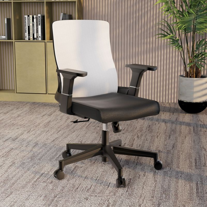 LeisureMod Office Brio Series Office Task Chair in White in Room.