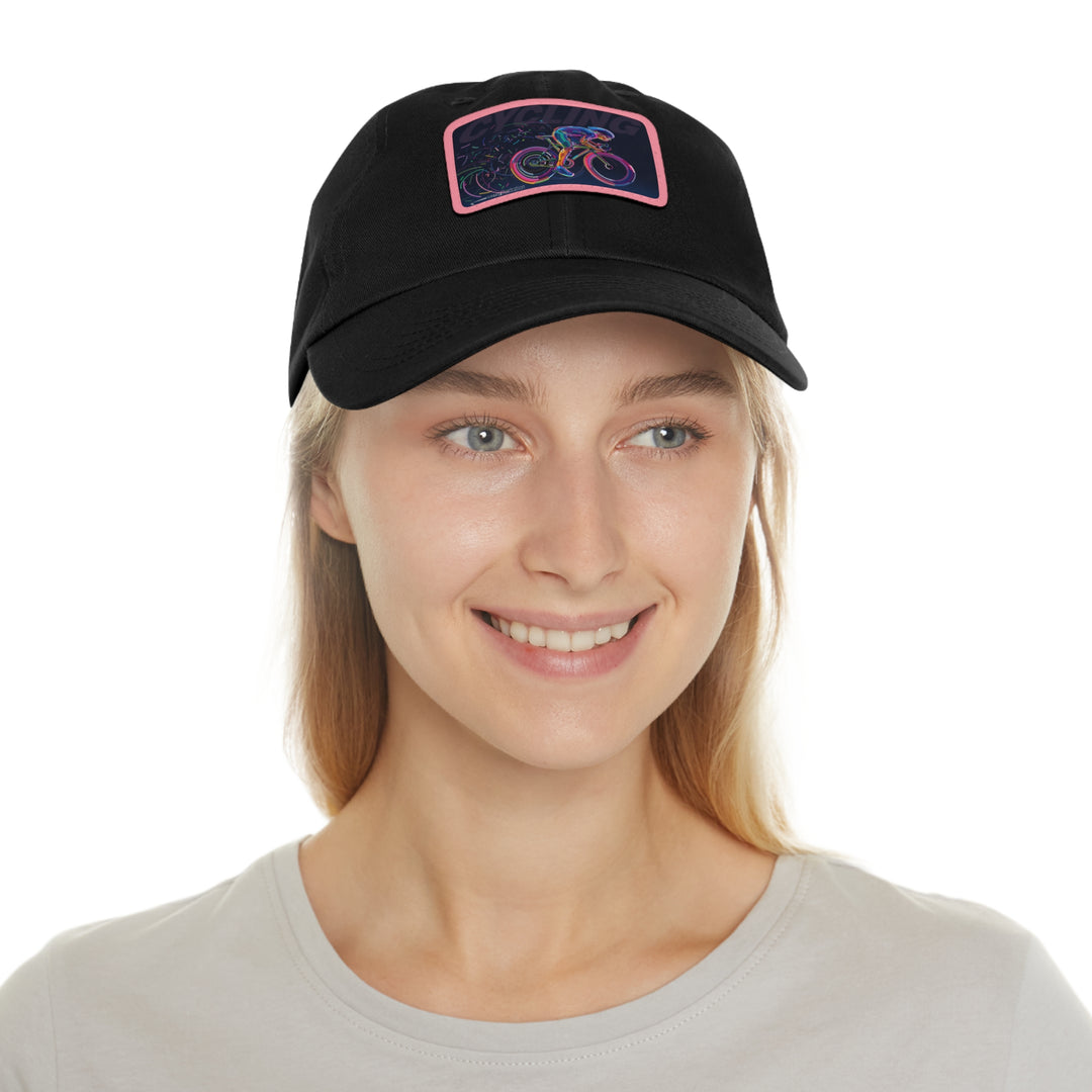 Cycling Dad Hat with Leather Patch (Rectangle)