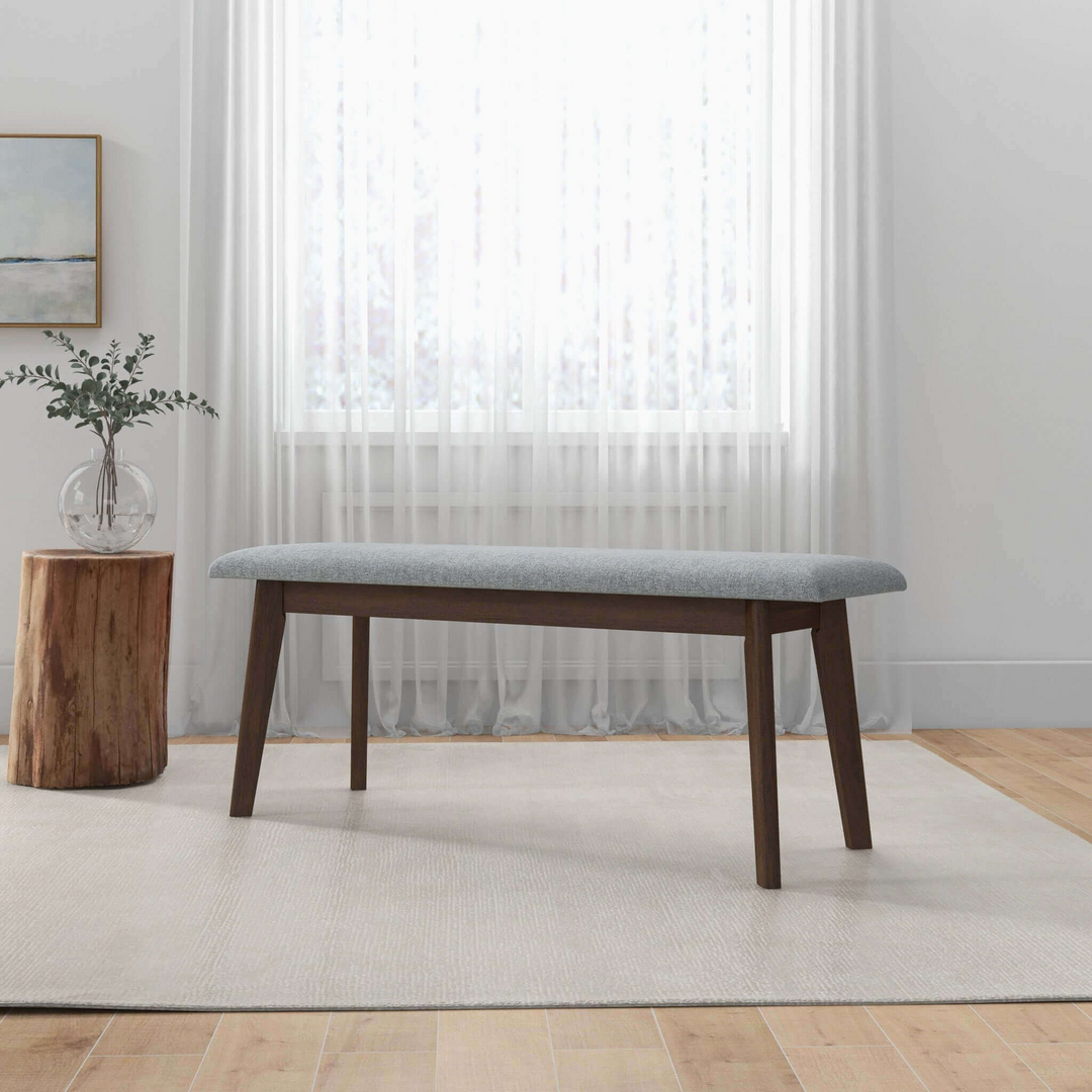 Carlos Fabric Upholstered Solid Wood Bench 47" Photo.