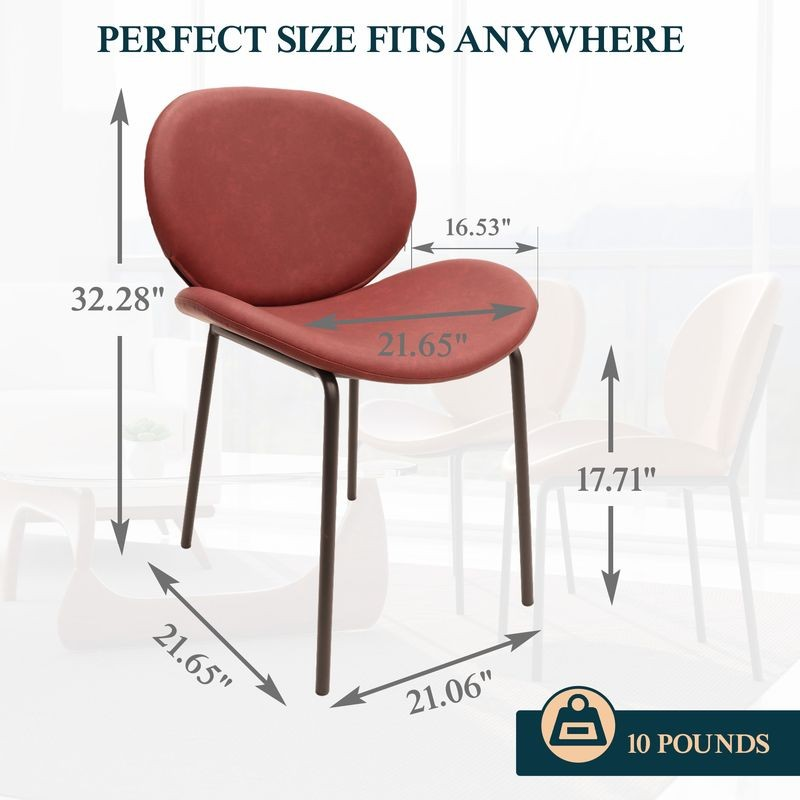 Red chair with dimensions labeled on a white background.