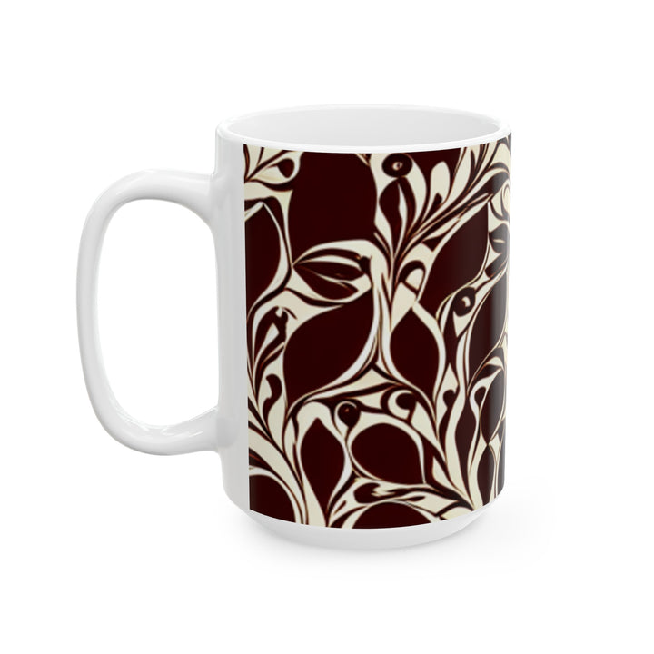 Traditional Classic Coffee Pattern Ceramic Mug, (11oz, 15oz)