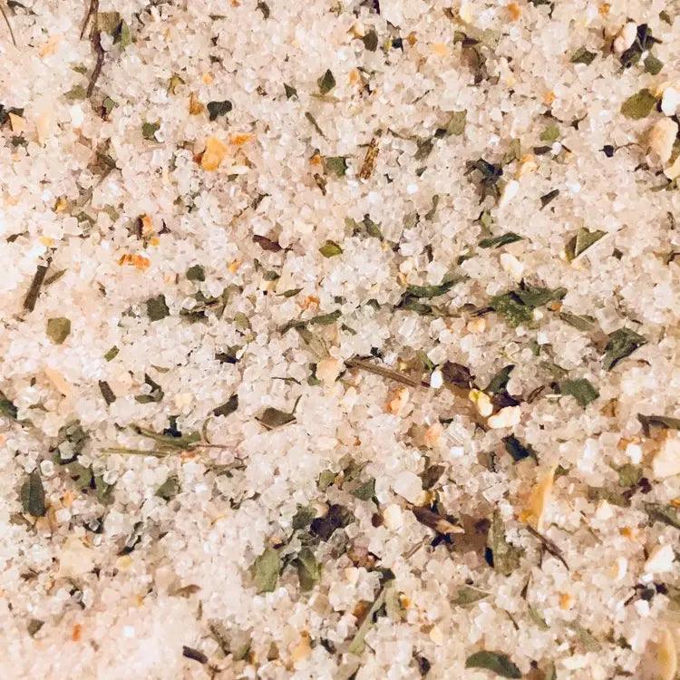 Lemon Mint Infused Artisan Culinary Sugar Closeup.