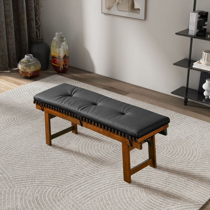 Lucia Bench in Black PU Leather Top View.