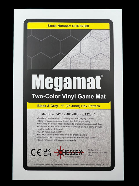 [Preorder] Megamat® 1" Reversible Blue-Green/Black-Grey Squares/Hexes (34½" x 48" Playing Surface) [Multiple Options]