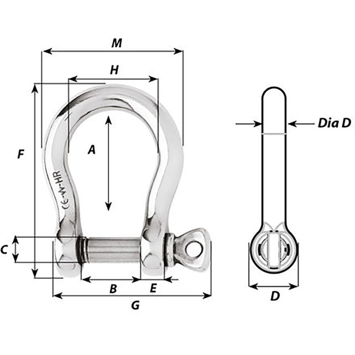 Wichard HR Bow Shackle - 20mm Diameter - 25/32" [11248]