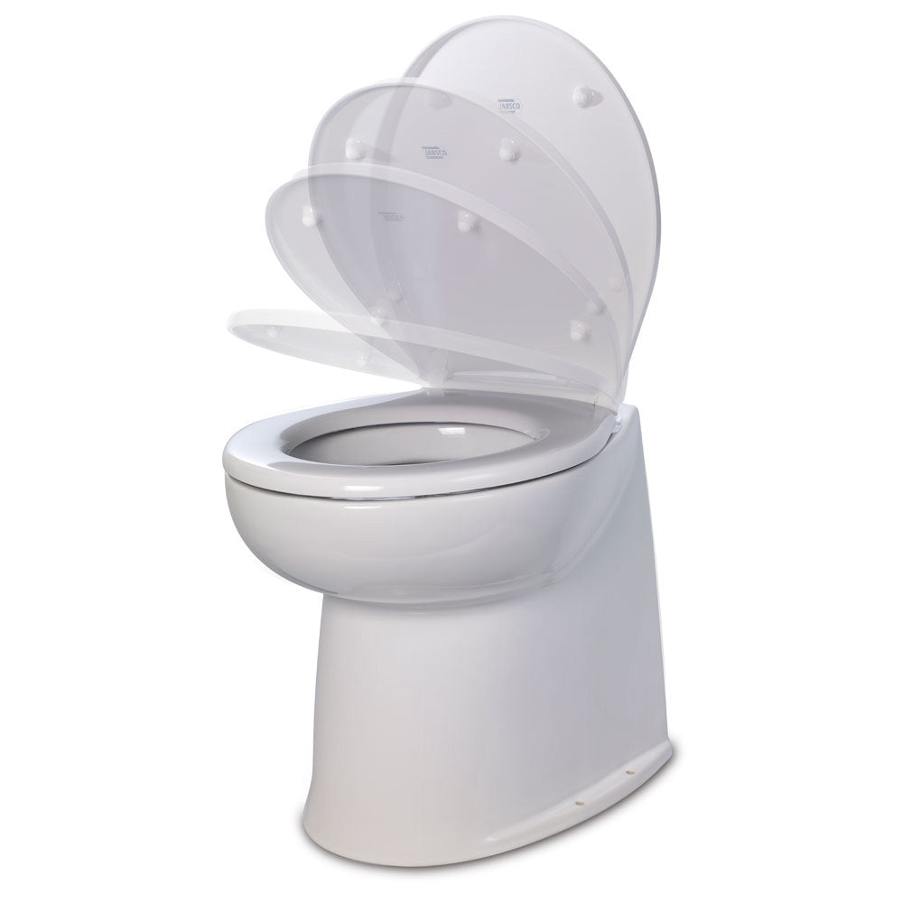 Jabsco Deluxe Flush 14" Straight Back 24V Raw Water Electric Marine Toilet w/Remote Rinse Pump  Soft Close Lid [58280-3024]