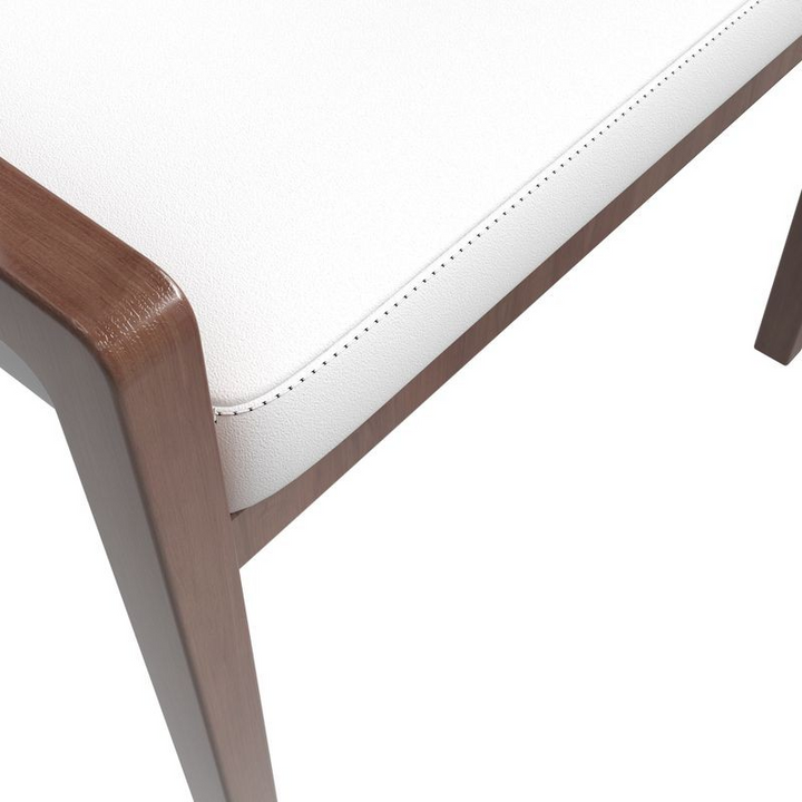 Leisuremod Ethora Collection Modern Wooden Dining Chair in White Closeup.