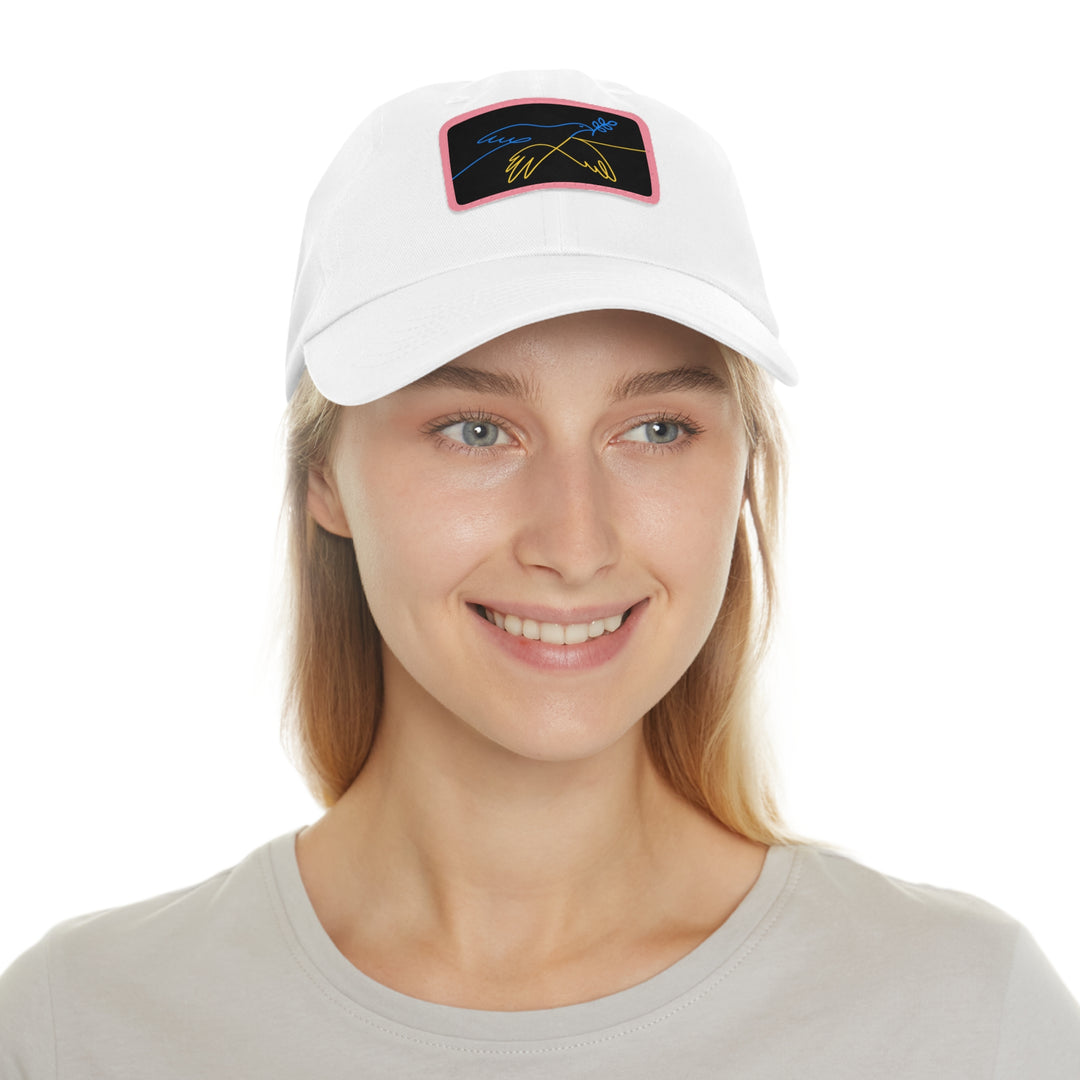 Dove and Leaf Dad Hat with Leather Patch (Rectangle)