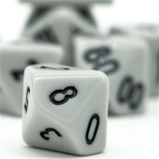 Dark Grey Homage 7-Dice Set w/Black Numbers Minimalist