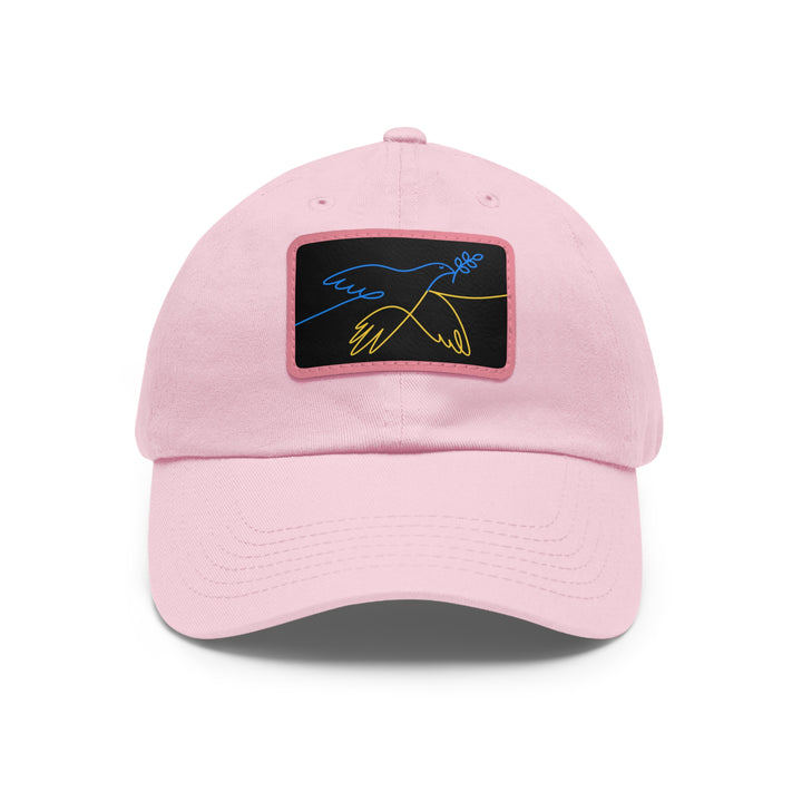 Dove and Leaf Dad Hat with Leather Patch (Rectangle)