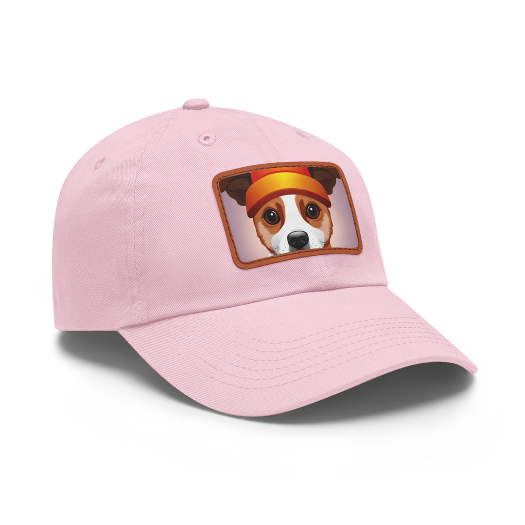 Peeking Dog Dad Hat with Leather Patch (Rectangle)