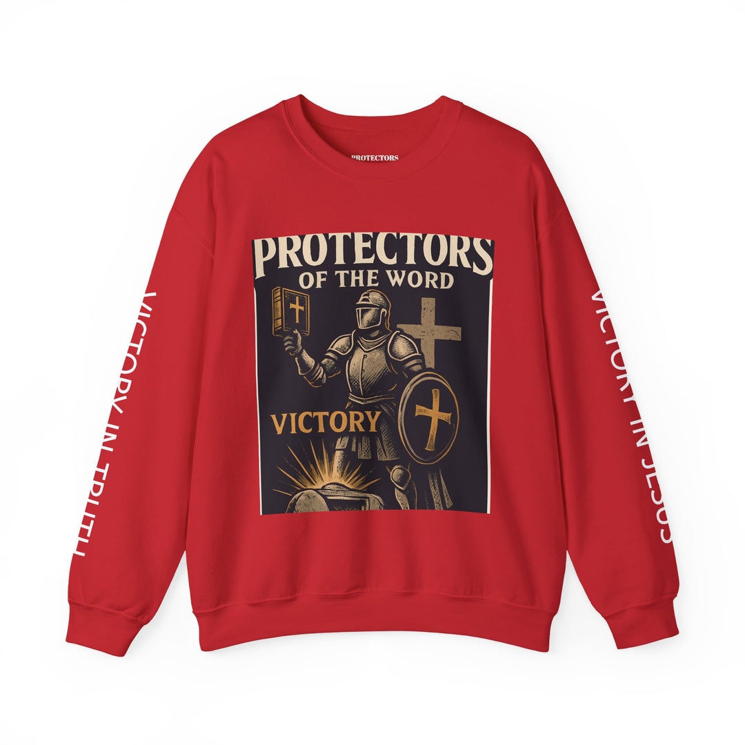Knight Shield Crewneck Sweatshirt — "Protectors of the Word Victory"